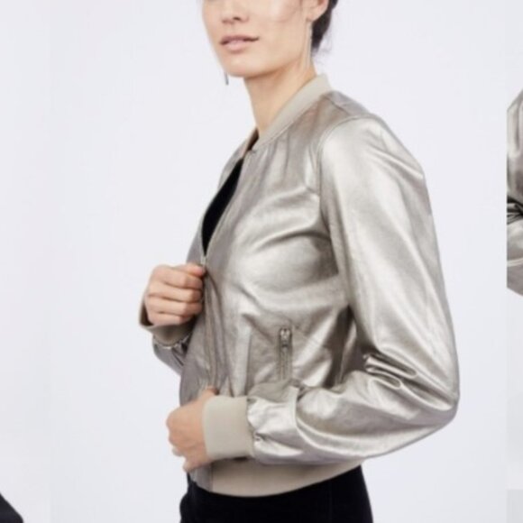 CATHERINE Catherine Malandrino Jimmie Metallic Bomber Jacket - Picture 2 of 4